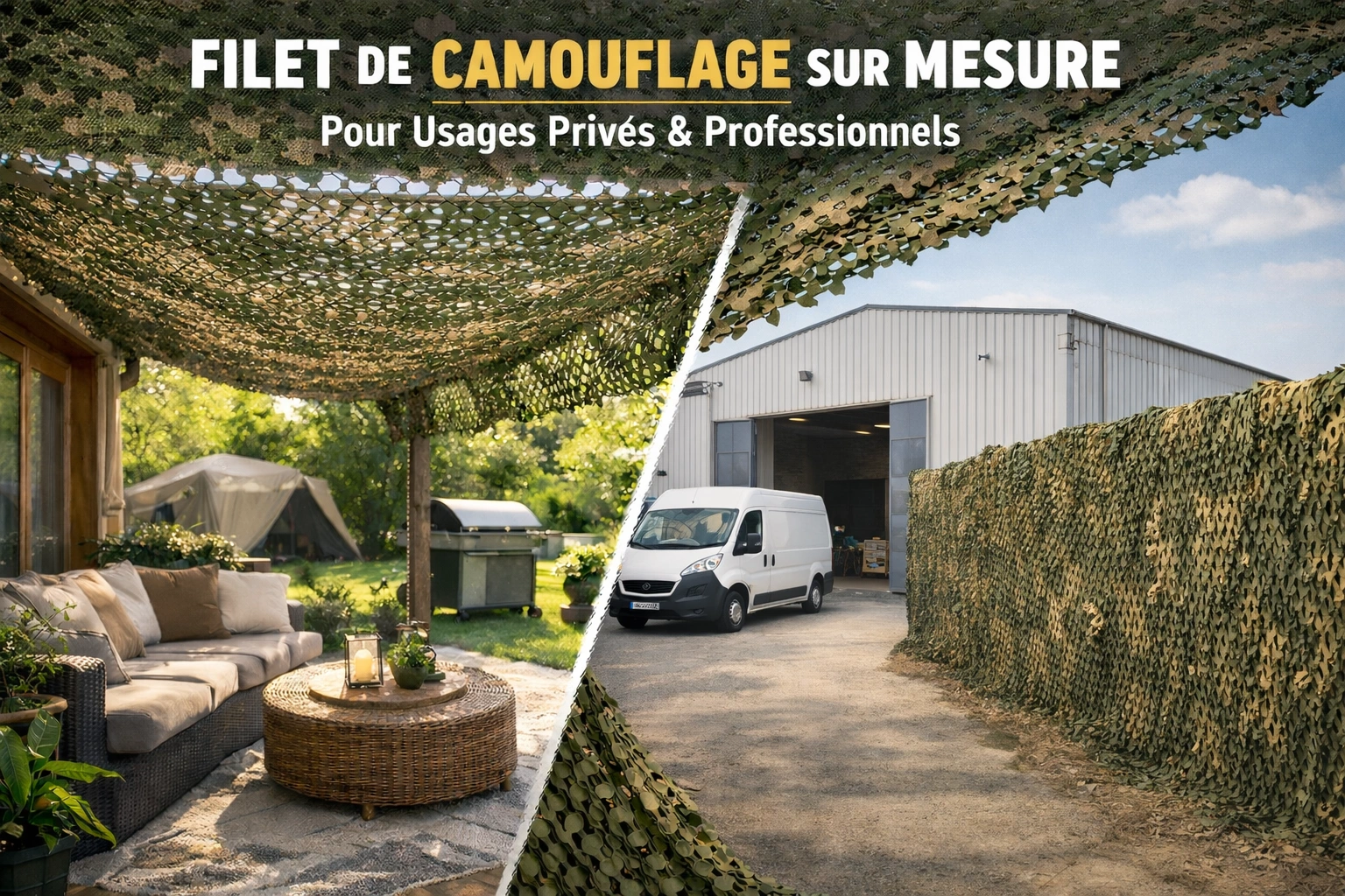 Filet de camouflage sur-mesure particuliers professionnels Filet de camouflage sur-mesure particuliers professionnels